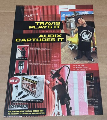 AUDIX MICS - TRAVIS BARKER of BLINK 182 - 2004 Print Advertisement