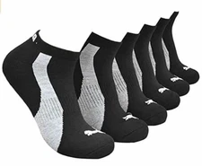 Puma Men's Athletic Performance Low Cut Socks Black/Grey 6 Pack Sock Size 10-13 