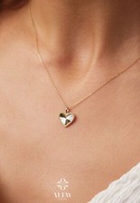 14K Gold Heart Necklace, Small Heart Necklace, Mini Textured Heart Pendant