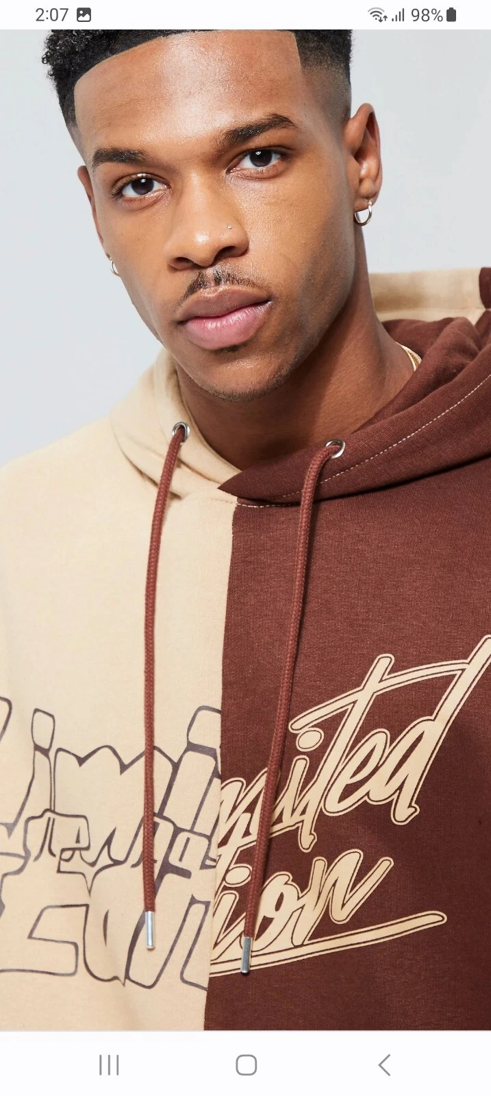 VETEMENTS Felpa con cappuccio uomo oversize cioccolato spaccata taglia L