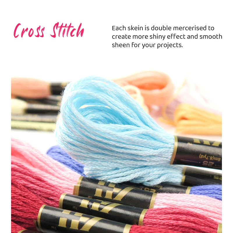 50-300 Coloured Egyptian Cotton Embroidery Cross Stitch Thread Floss Hand Skeins - image 4 of 4