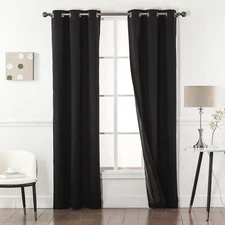100% Blackout Window Curtain - Black Back & Grommets - Black Color - 4 SIZES!!!
