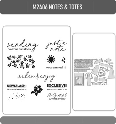 M2406 NOTES & TOTES Stamps and Cut Die for DIY Scrapbook Card Craft Template
