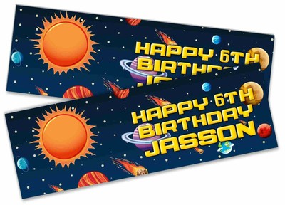 x2 Personalised Birthday Banner Space Children Kids Party Decoration 766