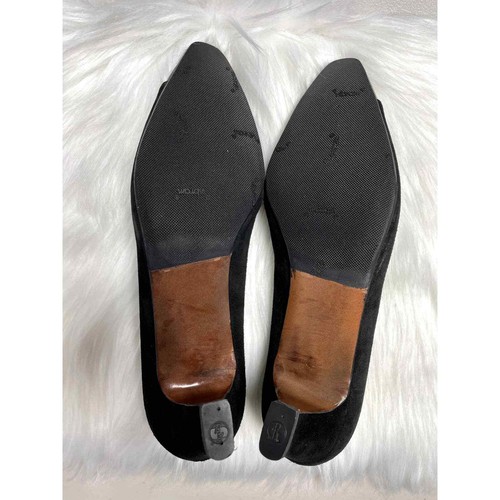 VINTAGE LANVIN Crystal Embellished Square Toe Low Heel Dress Pumps Black 7 - Picture 5 of 9