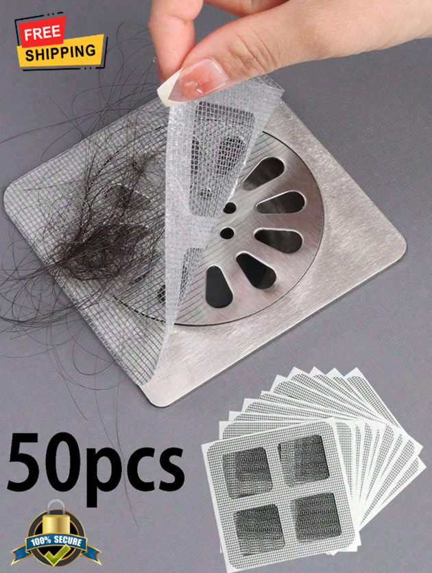 50Pcs Disposable Drain Hair Catcher - Shower & Bathtub Filter Stickers