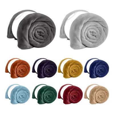 ASPIRE Super Soft Fleece Blanket Sofa Bed Throw Large Faux Fur Reversible Travel Throw