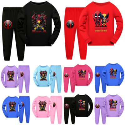 Hose Outfit Cartoon Pyjamas Pjs Set Kinder Mädchen Jungen Deadpools Nachtwäsche/