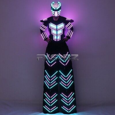 High Heel LED Robot Suit Clothes Stilts Walker Luminous Costume Dance Show Party
