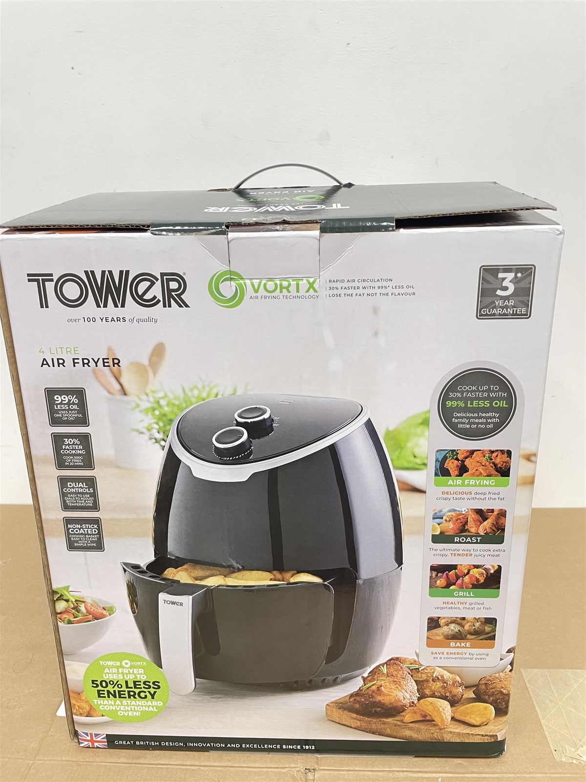 Tower T17061 4L Air Fryer Kitchen roast Grill Electric Healthy Chips