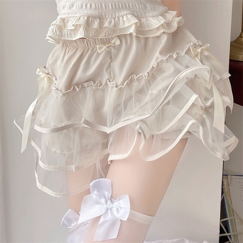 Women Lolita Girls Bloomers Layered Tiered Ruffle Mesh Pumpkin Shorts Pettipants - Picture 2 of 14