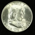 Franklin Silver Half Dollar. 1949 D. Choice BU FBL. Lot # 9049-113-006