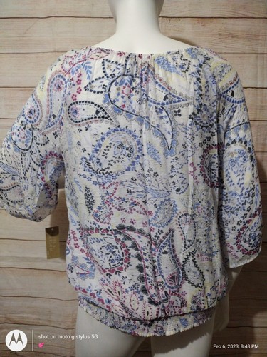 Hope & Harlow Woven Peasant Top Blouse Shirt Boho Crochet Plus 2X - Picture 4 of 5