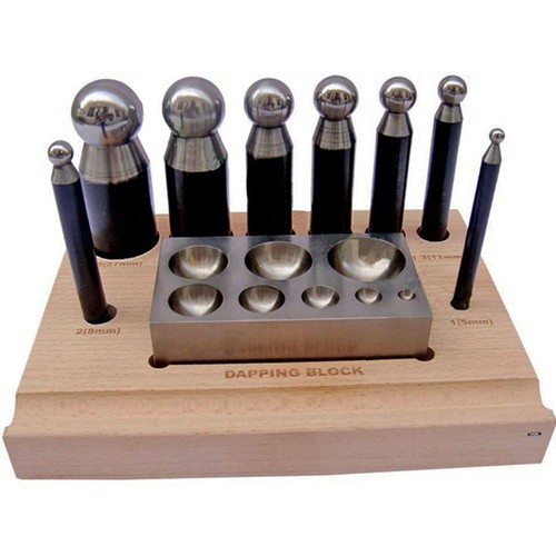 10 Piece Dapping Punch Set Forming Block & Punches Jewelry Making Forming Tool - Picture 3 of 6