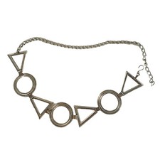 Vintage Chunky Geometric Shapes Belt Silver Tone 3  Wide 46  Length Adjustable