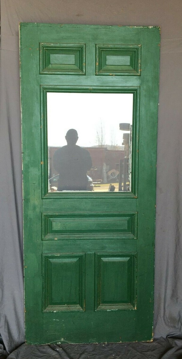 1 Antique Exterior 5 Panel 35x83 Entryway Door Vintage Old Green