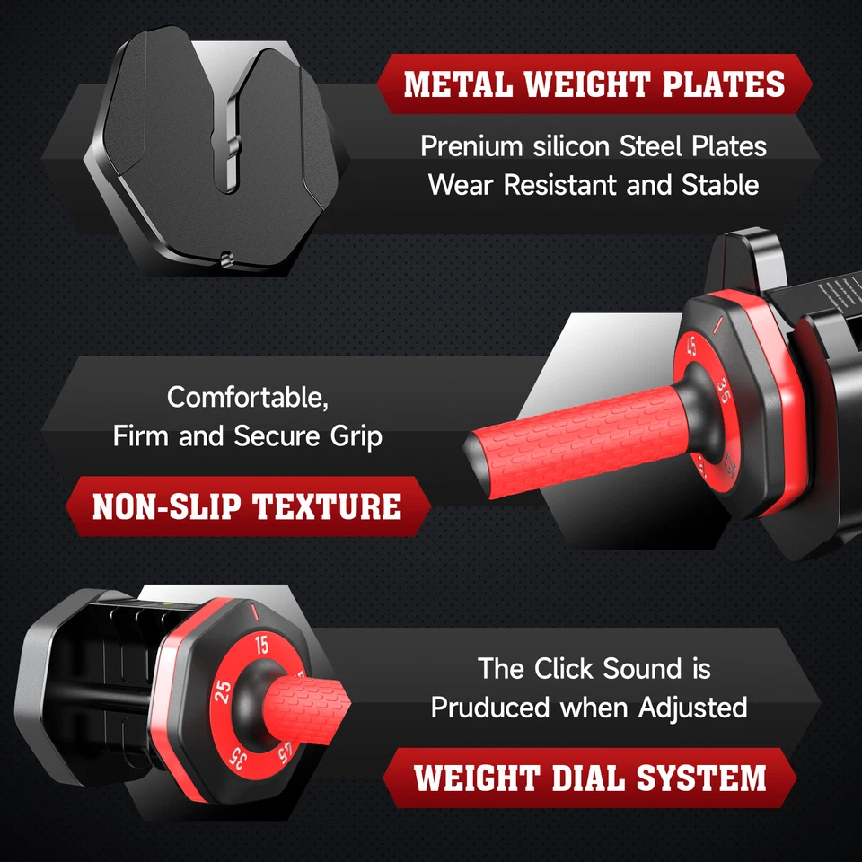 55 Lbs*2 Adjustable Dumbbells Set Home Weight Dumbbells Set Exercise Equipment - Image 3 of 4