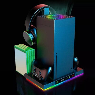RGB Charging Dock with 3-Levels Fan Vertical Cooling Fan Stand for Xbox Series X