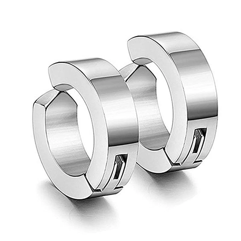 Men Titanium Steel Magnetic Clip On Earrings No Piercing Charm Hoop Earrings 9L