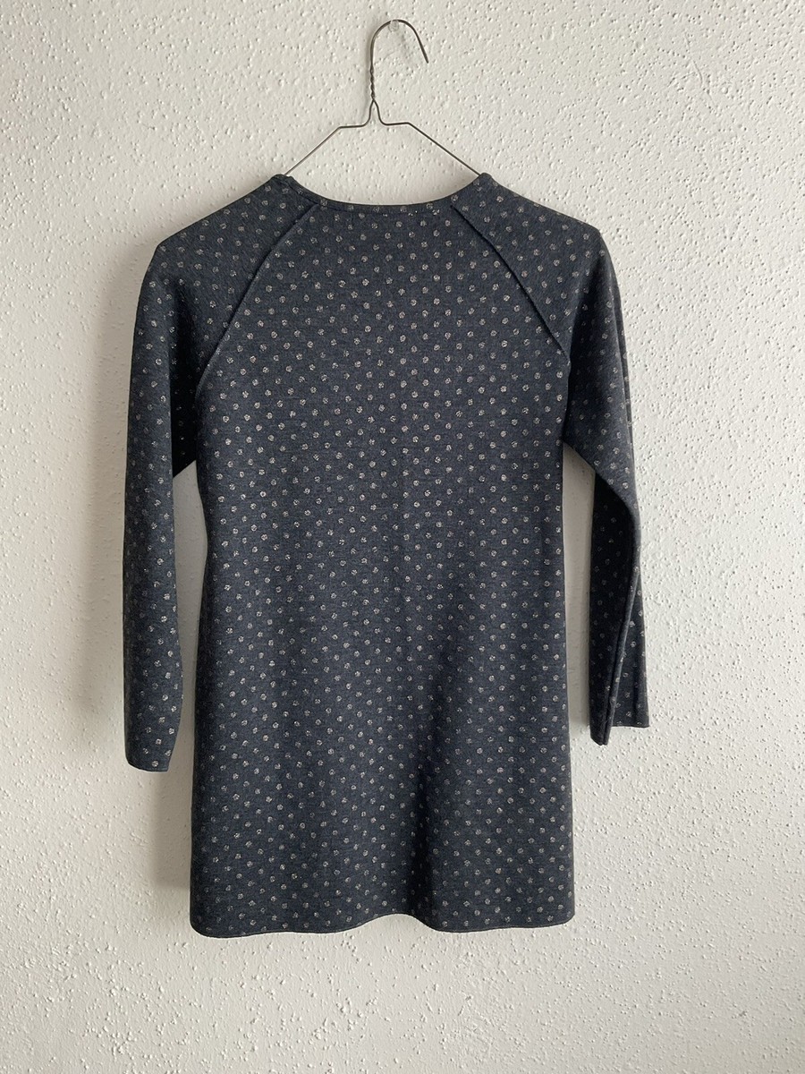 girls shirt dress polka dot zara gold New Soft Collection Sz 9/10 Gray Long Slve Knit zara kids 2025