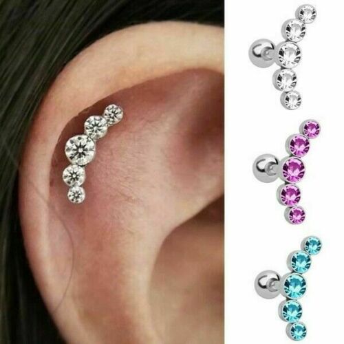 Fashion Women Rhinestone Stainless Steel Crystal Earrings Ear Hook Stud Jewelry - Picture 1 of 15
