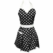 Wrapables Adjustable Flirty Hostess Apron, Black Polka Dots