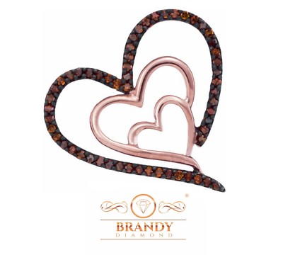 Brandy Diamond  10K Gold schokobraun dreifach Herz iHalskette Anhänger