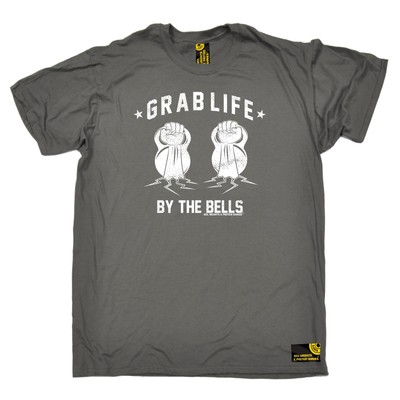 Grab Life By The Bell Kettle T-SHIRT Bodybuilding Gym Training Geburtstagsgeschenk