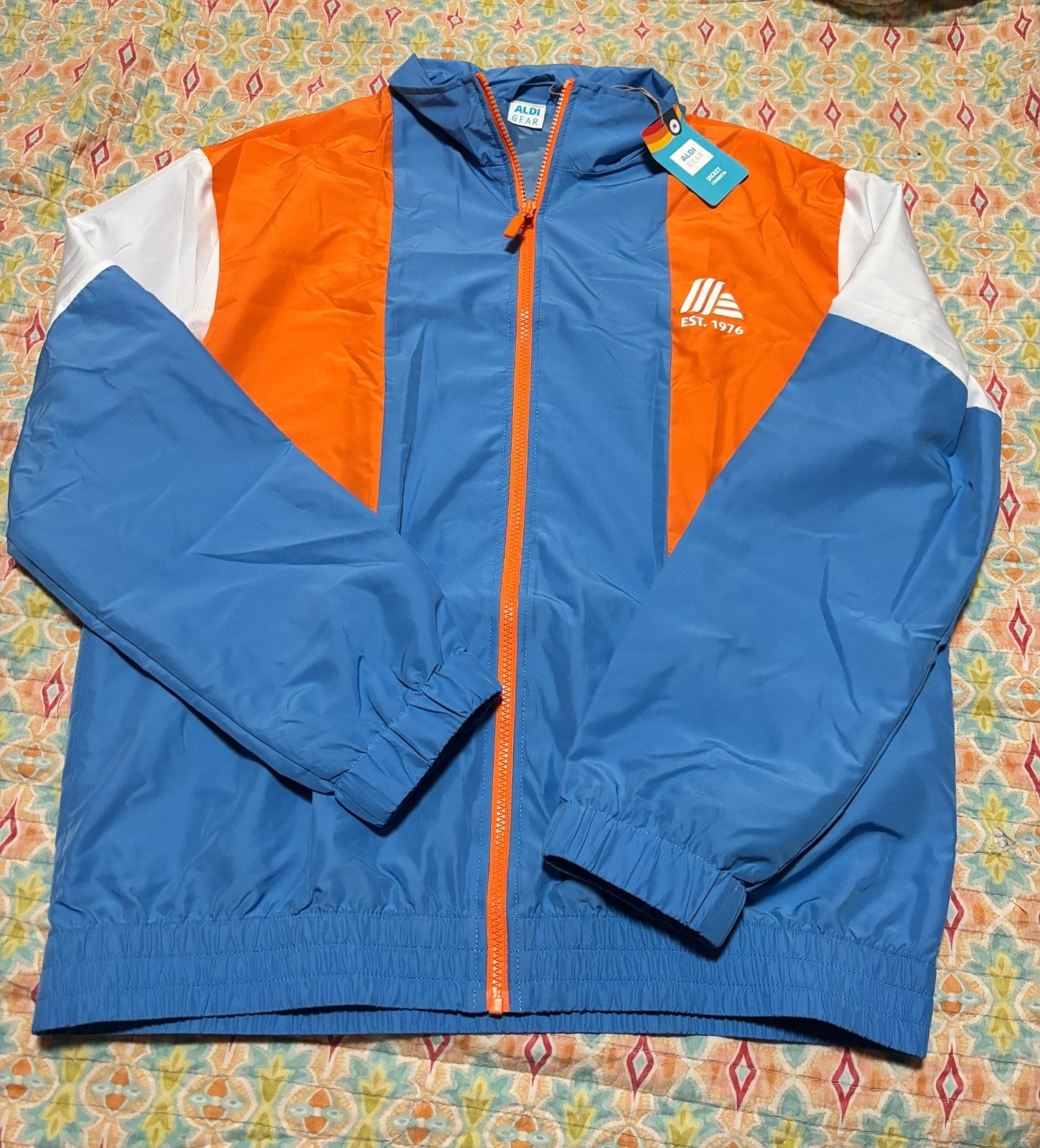 Aldi Gear New 2026 MEDIUM Windbreaker Jacket Blue/Orange SIZE M
