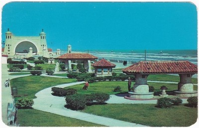 Daytona Beach Florida Bandshell & Boardwalk Postcard Rounded Edge Dixie Bathing