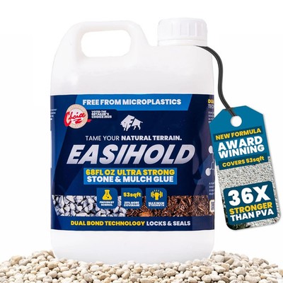 Easihold Rock Glue - Gravel Binder for Pea Gravel & Stones. Long-Lasting Mulch G