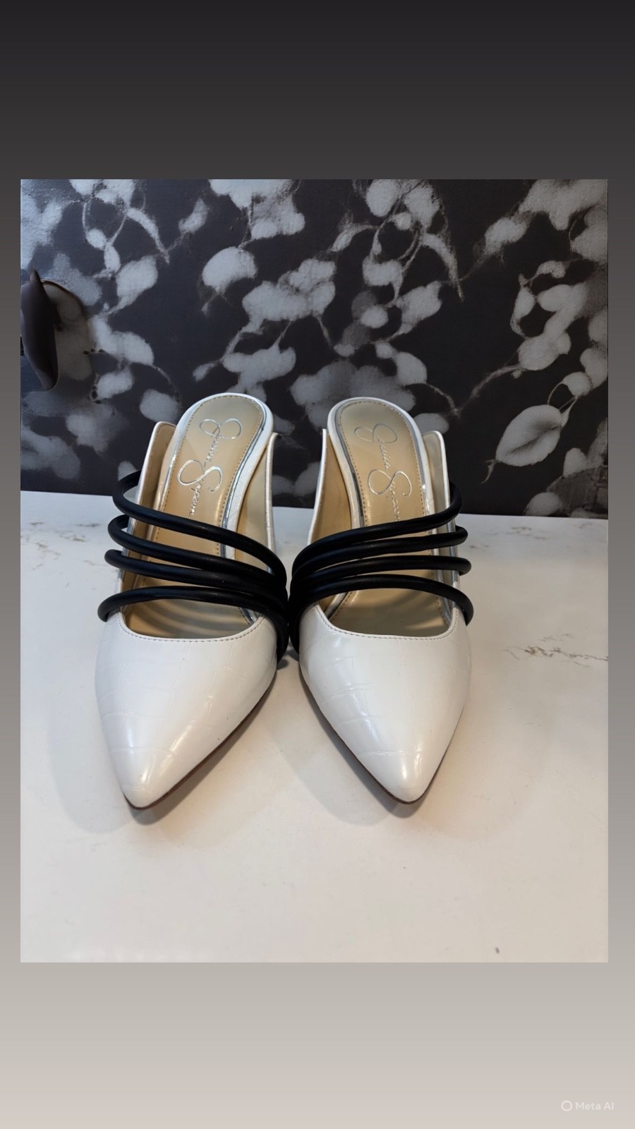 Jessica Simpson Hadriena Mule Womens High Heels Size 8.5 White Black City Chic