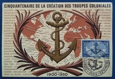 France, carte premier jour n°889, troupes coloniales, 1951