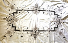 Antique Tablecloth 82" x 64" Venetian Needle Lace Cut Work Filet Lace c1920 READ