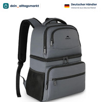 KüHlrucksack 34L Auslaufsicher Doppelte Schicht FüR Picknick Strand Camping Grau