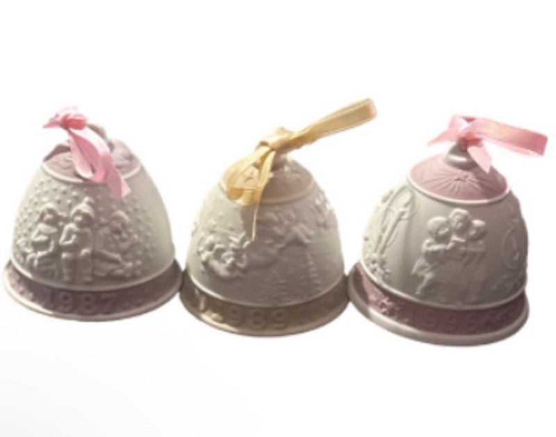 Lot of Lladro Vintage Ornament Bells  (3) 1987 1989 1996