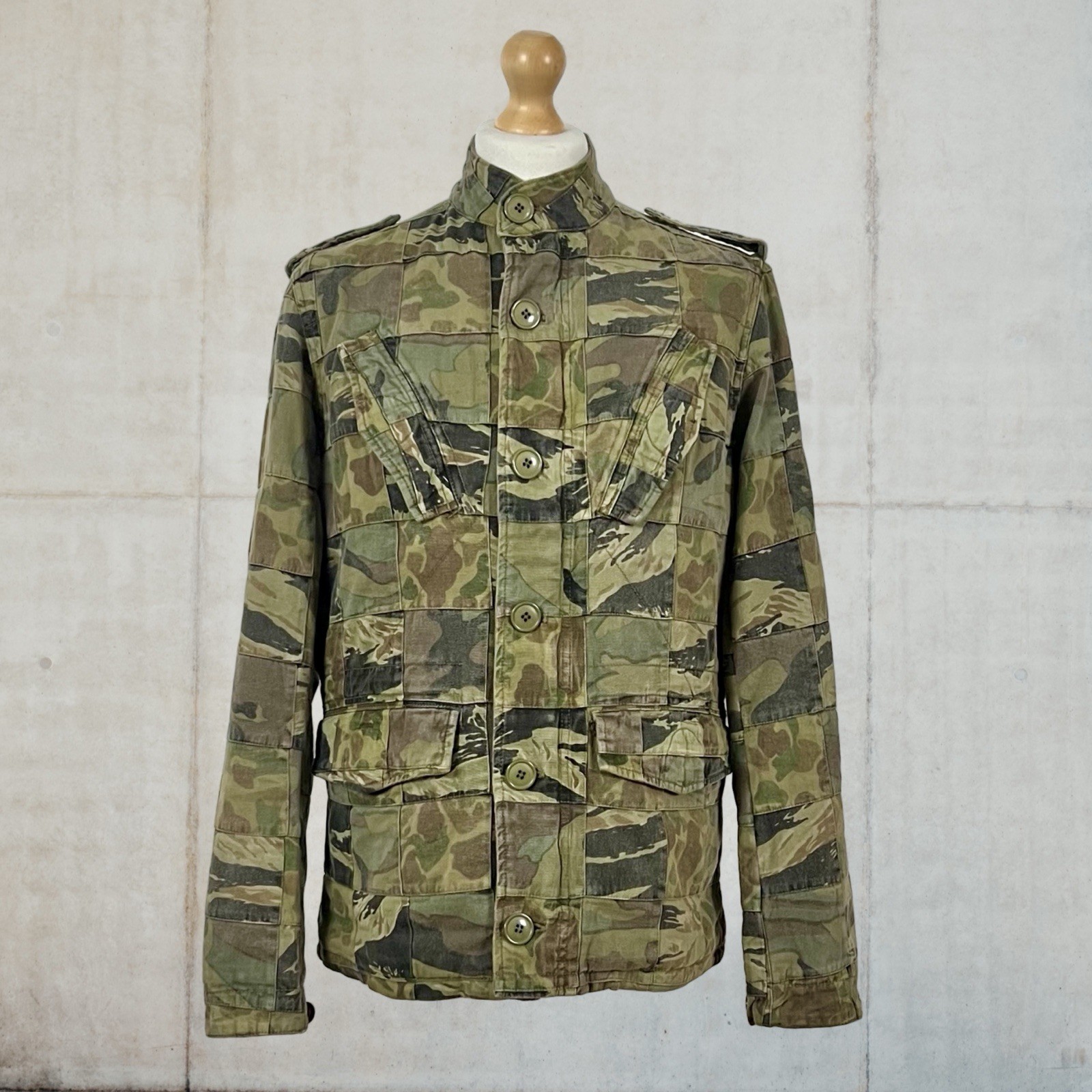 Pretty Green Patchwork Camo Fully Lined Jacket Si… - image 1