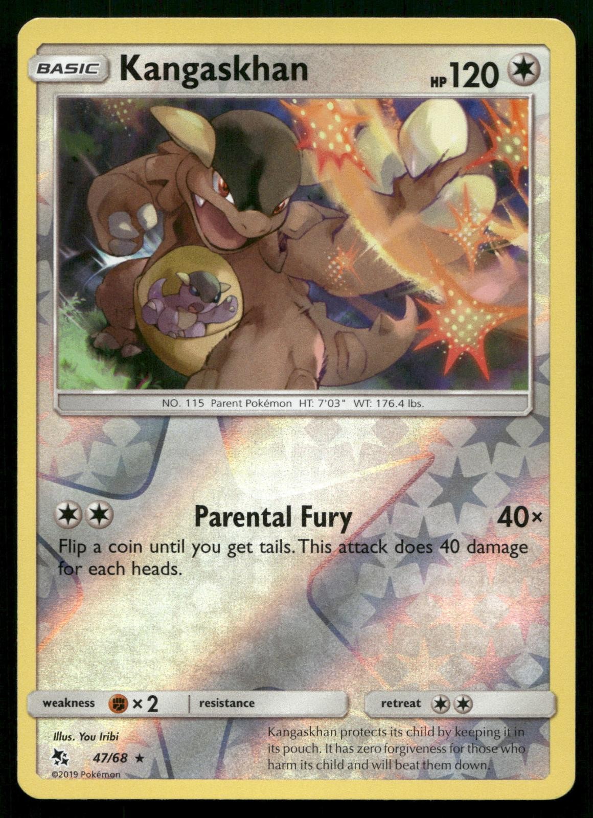 Kangaskhan 47/68 Rare Hidden Fates Pokemon Reverse Holo Near Mint