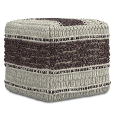 Grady Contemporary Square Pouf in Magenta and Natural Handloom Woven for The ...