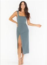 NWT Show Me Your Mumu Wedding Line Eden Midi Dress Sage Green Stretch Size XS