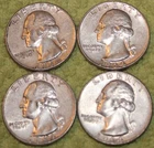 1964, 1964, 1964-D & 1964-D Washington Quarters