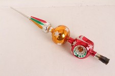 alte Christbaumspitze Rot Gold Christmas Tree Topper X-Mas Lauscha Germany N65