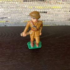grey iron toy soldiers pre 1970 Holding Trumpet At Side