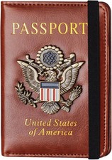 Passport Holder Cover and Card Case Slot Combo RFID Blocking Leather Travel Pass