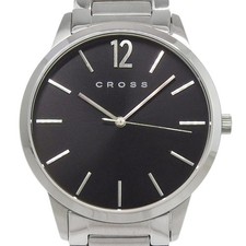 CROSS CR8015-11 Men's Silver Quartz Watch 46mm Steel Band Black Dial