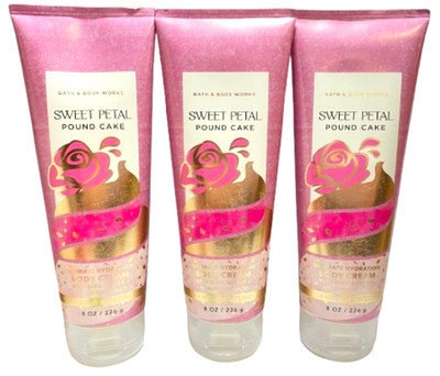 Bath and Body Works 3 SWEET PETAL POUND CAKE Body Cream ~ FREE SHIP