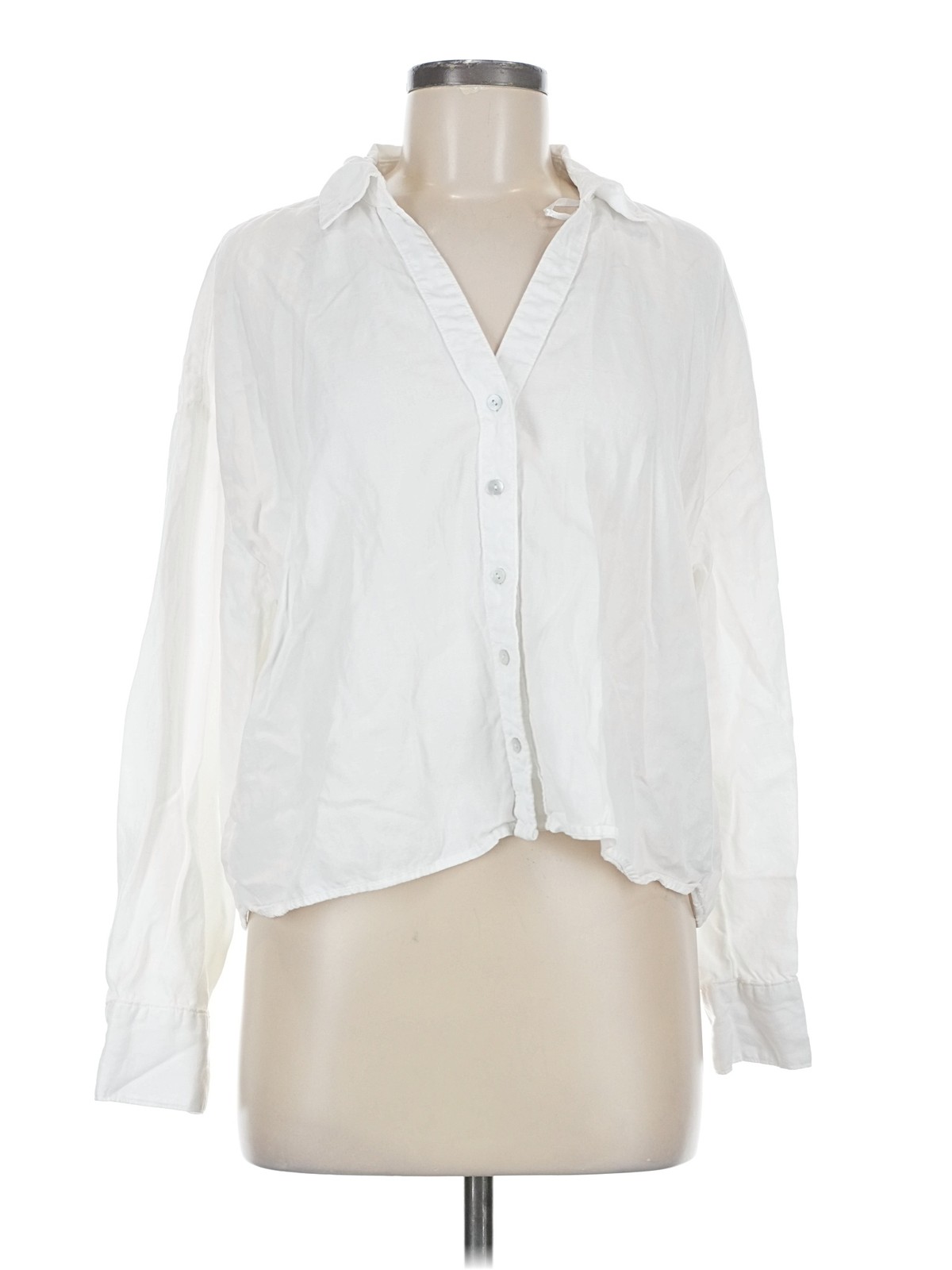 Zara Women White Long Sleeve Blouse M