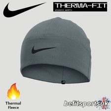 NIKE THERMA FIT BEANIE FLEECE HAT GREY WINTER RUNNING SPORTS CASUAL UNCUFFED