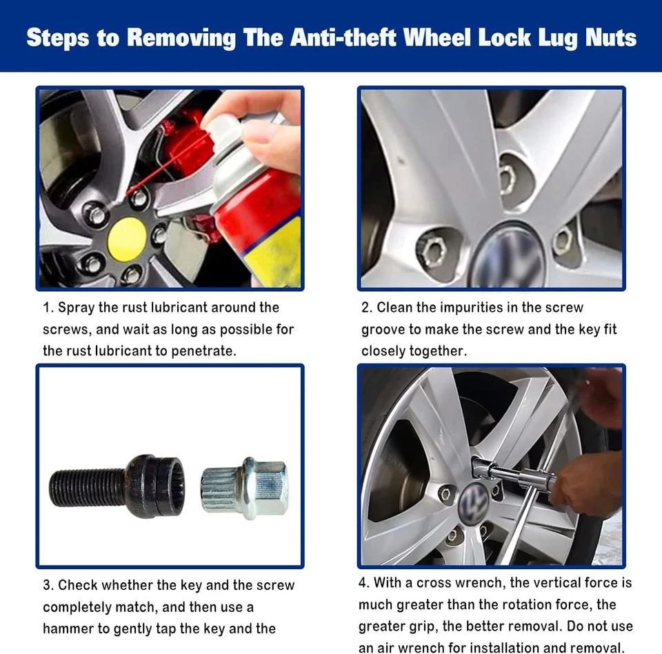 Tuerca de bloqueo de rueda tornillo antirrobo tuerca enchufe llave de extracción para Mercedes-Benz Foto 3 de 4