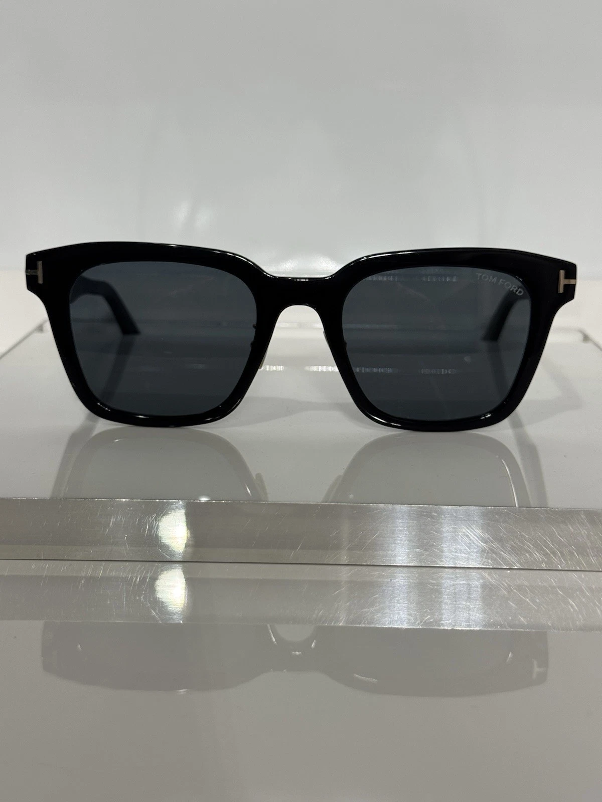 Tom Ford — Tom Ford 1163K ECO 01A Shiny Black Acetate Square Unisex Sunglasses